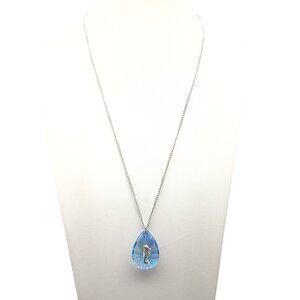 Vintage Iridescent Crystal Seahorse Pendant Necklace with Eloxal Chain Mermaidco